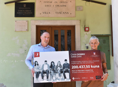 PBZ Grupa donirala 200.437 kuna Domu za odgoj djece i mladeži Pula